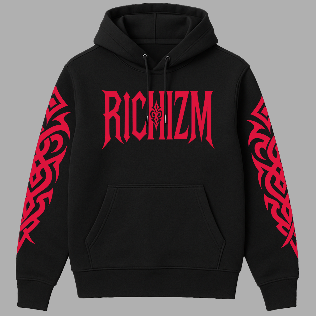TRIBAL RICHIZM BLACK N RED HOODIE