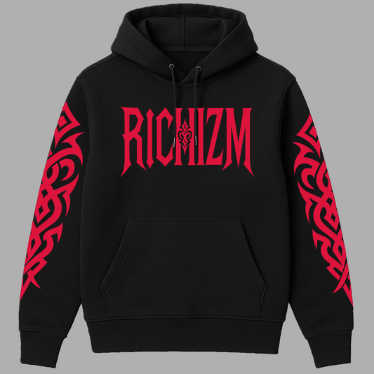 TRIBAL RICHIZM BLACK N RED HOODIE